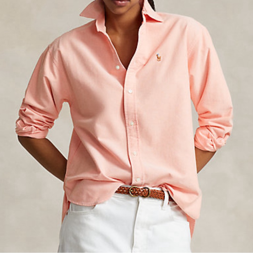Ralph Lauren slim fit light pink striped button down